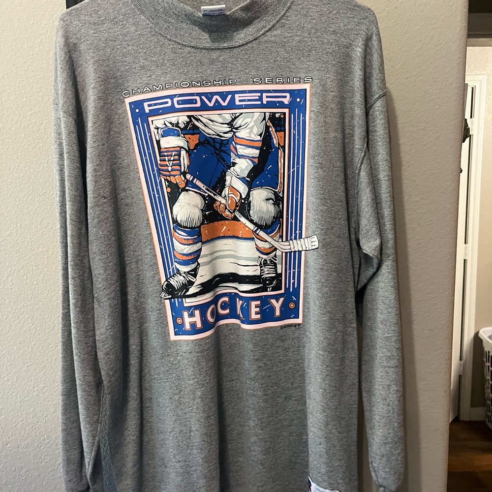 Vintage Power Hockey Graphic long sleeve t shirt